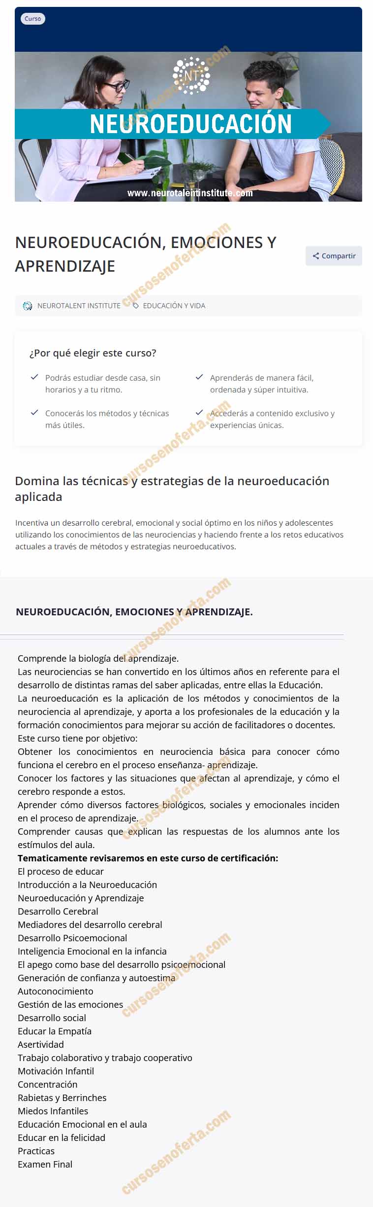 Neuroeducación, Emociones y Aprendizaje – Neurotalent Institute 2 Neuroeducación, Emociones y Aprendizaje