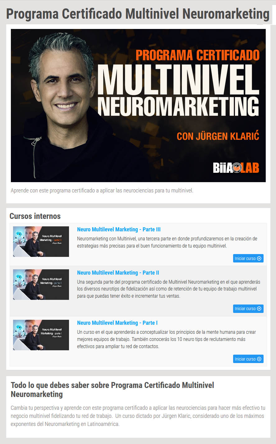Programa certificado multinivel neuromarketing – Jurgen Klaric 2 Programa certificado multinivel neuromarketing