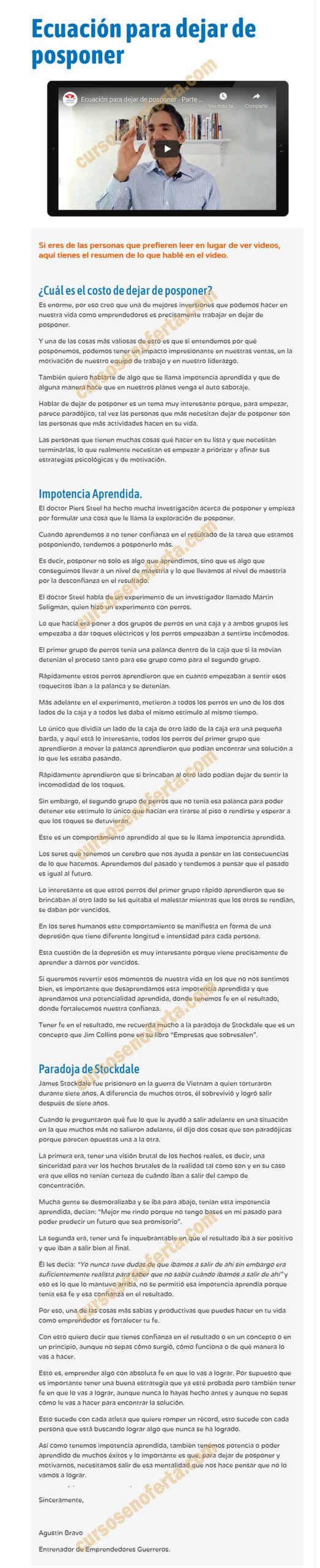Reto para dejar de posponer – Agustín Bravo 2 Reto para dejar de posponer